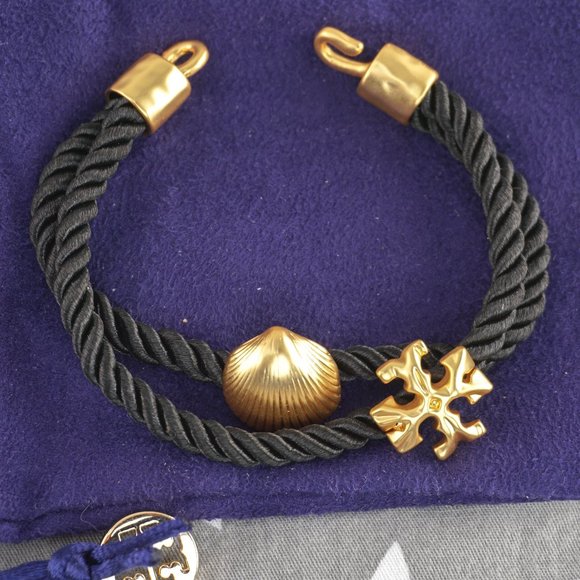Tory Burch Shell Rope Bracelet in Tory Gold / Black (Brand New) - Picture 3 of 6